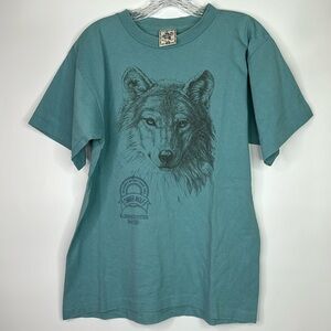 Vintage BWCA Boundary Waters Wolf Tshirt Medium Single Stitch 90s